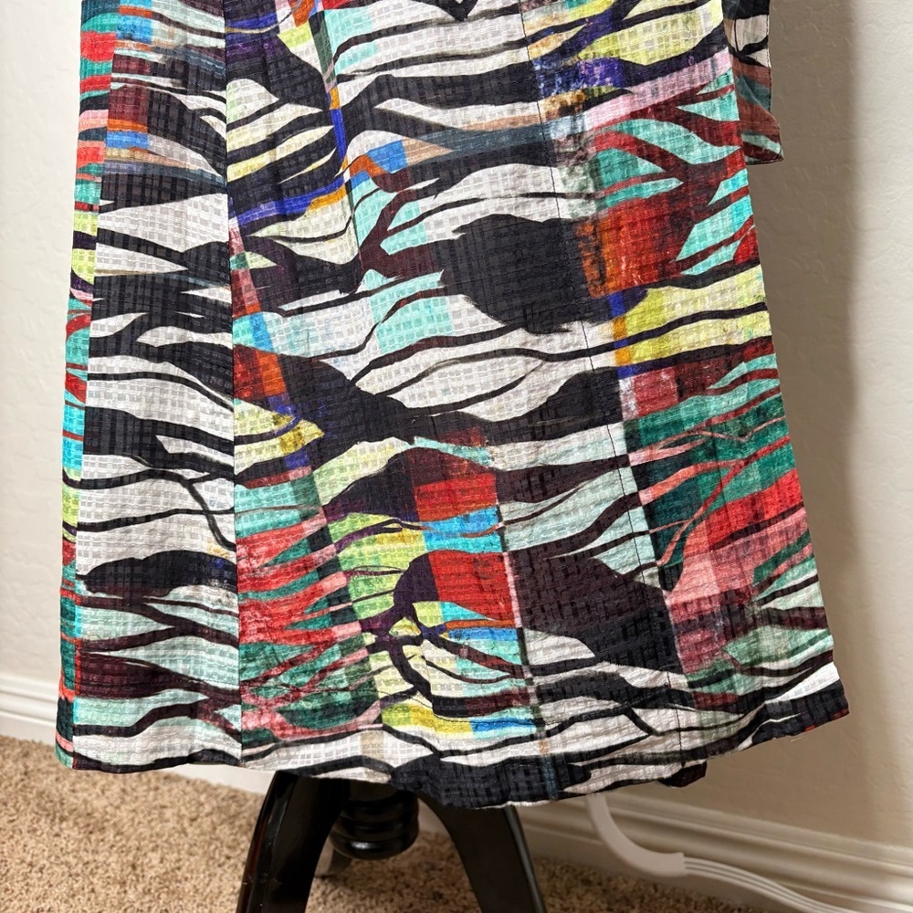 Marie Oliver Estine Wrap Skirt Prism Print Size Medium Colorful Statement Linen - Picture 7 of 11